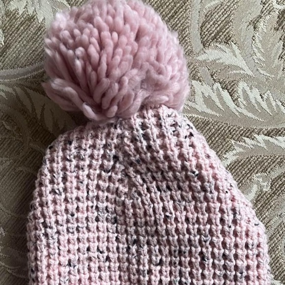 Miles Baby Pink Waffle Knit Hat and Mitten set - Picture 3 of 7